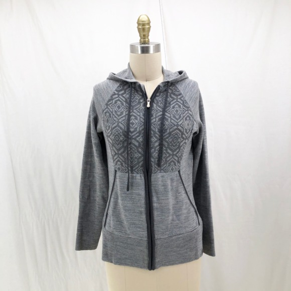 smartwool Sweaters - SMARTWOOL Gray Print Merino Wool Hoodie Sweater